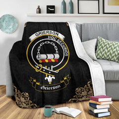 Grierson Crest Tartan Premium Blanket Black