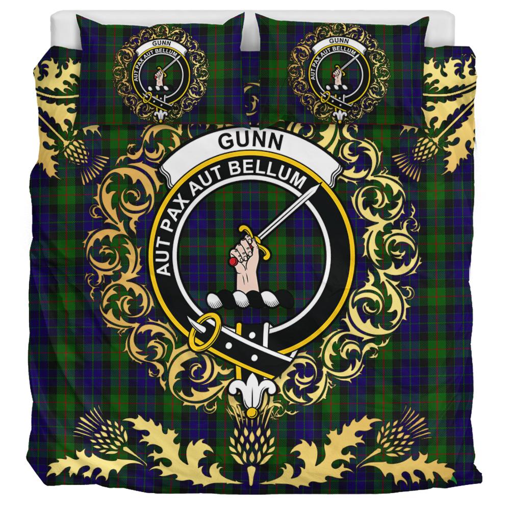 Gunn Tartan Crest Bedding Set - Golden Thistle Style