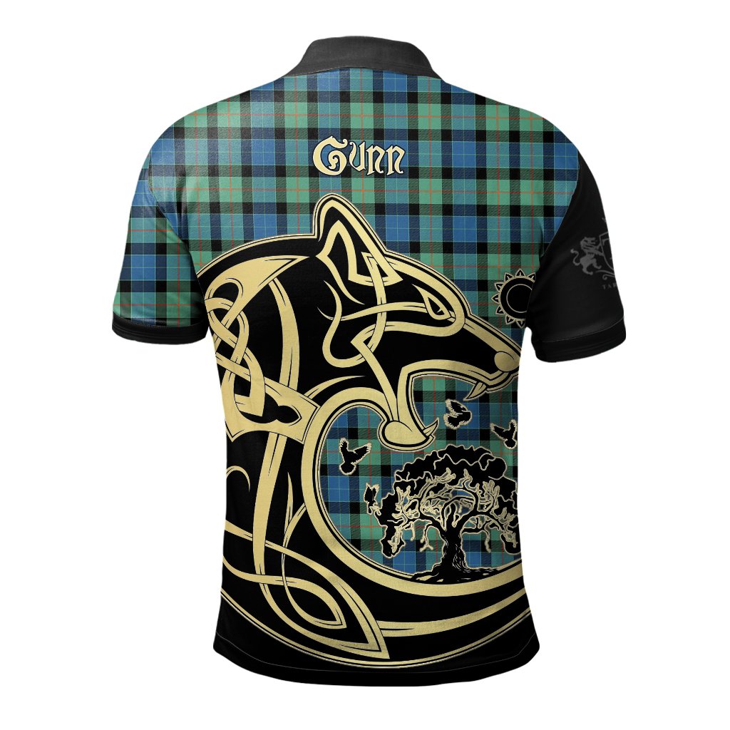 Gunn Ancient Tartan Polo Shirt Viking Wolf