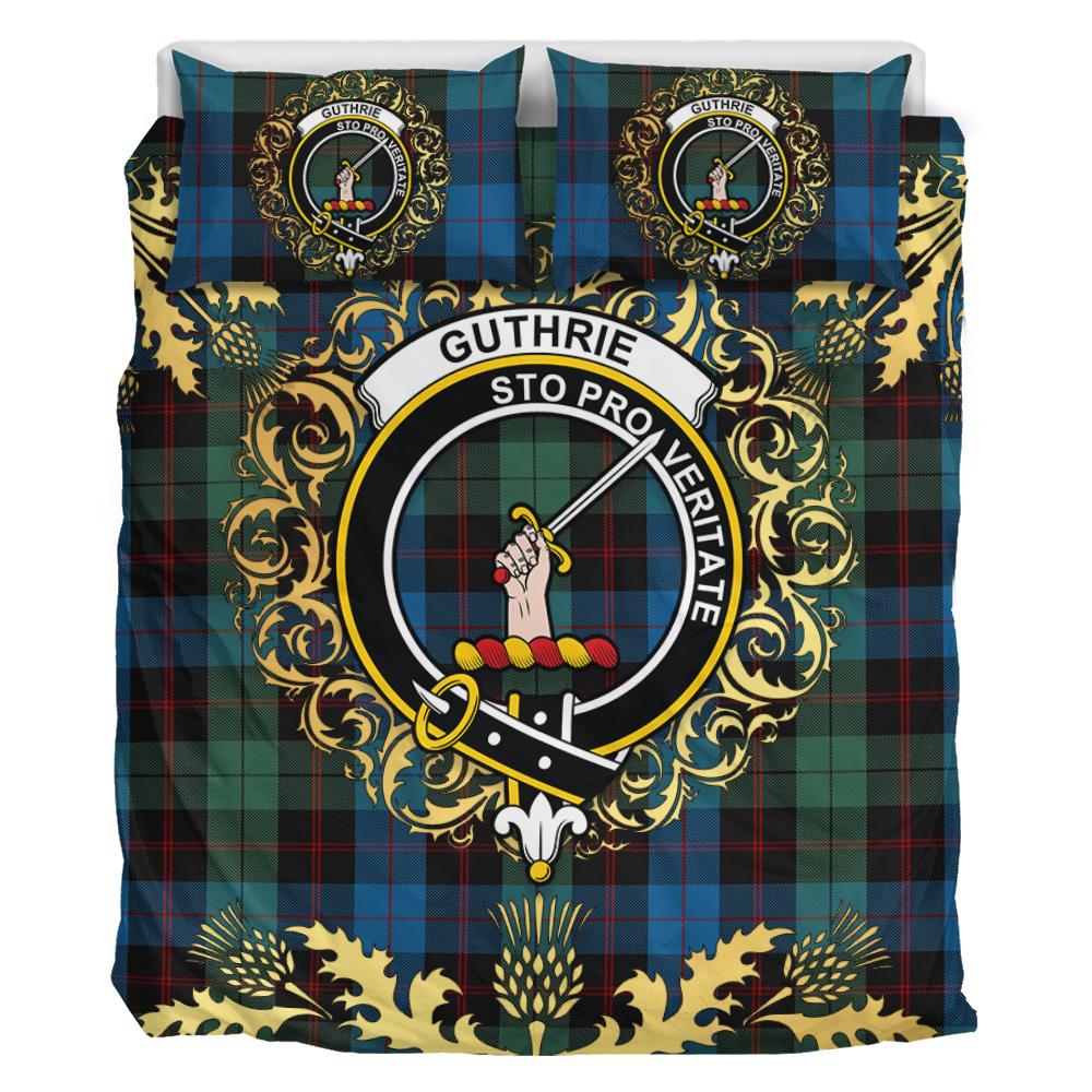 Guthrie Tartan Crest Bedding Set - Golden Thistle Style