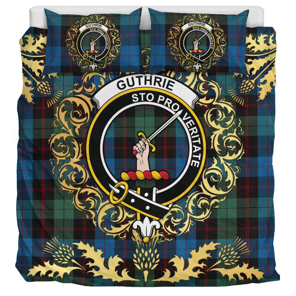 Guthrie Tartan Crest Bedding Set - Golden Thistle Style