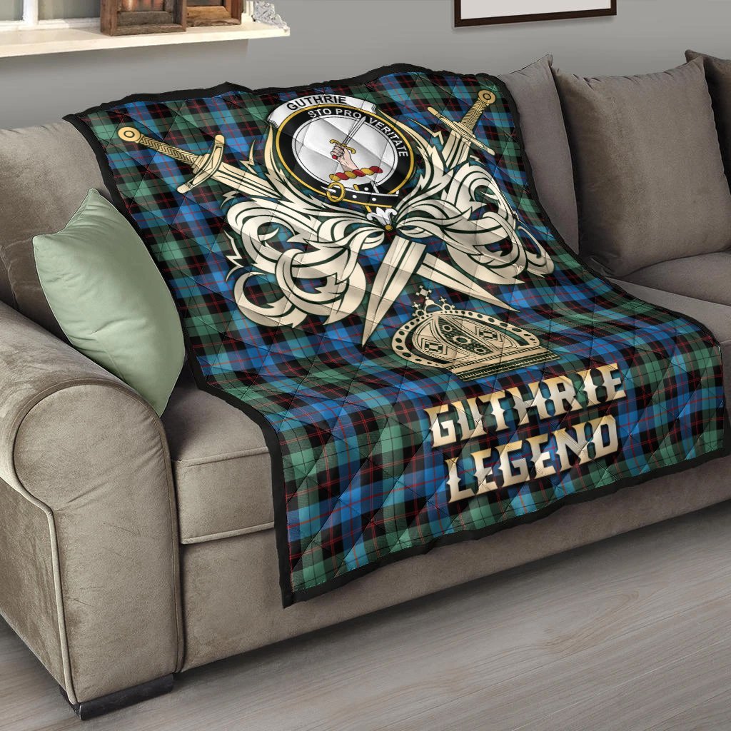 Guthrie Ancient Tartan Crest Legend Gold Royal Premium Quilt