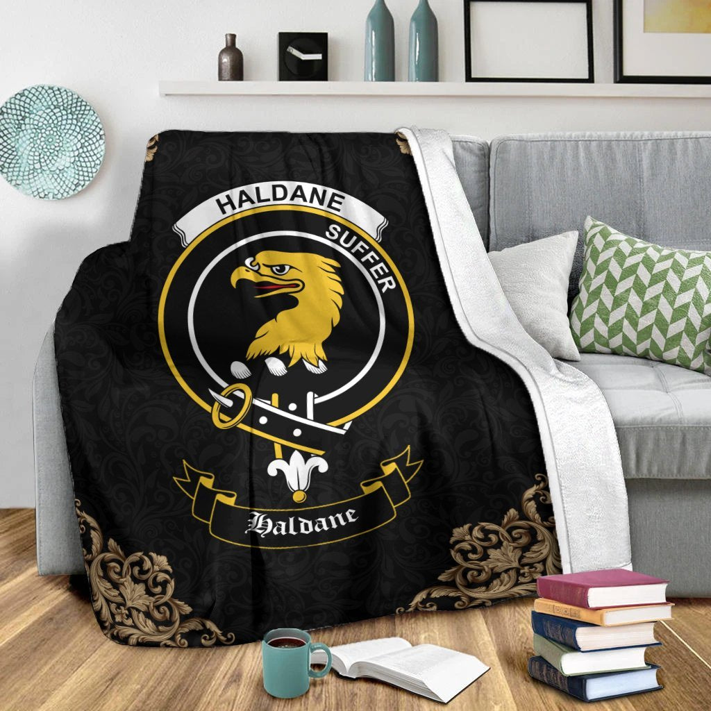 Haldane Crest Tartan Premium Blanket Black