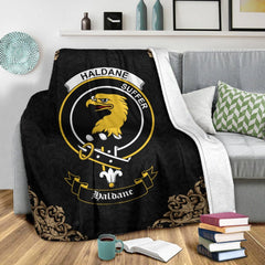Haldane Crest Tartan Premium Blanket Black