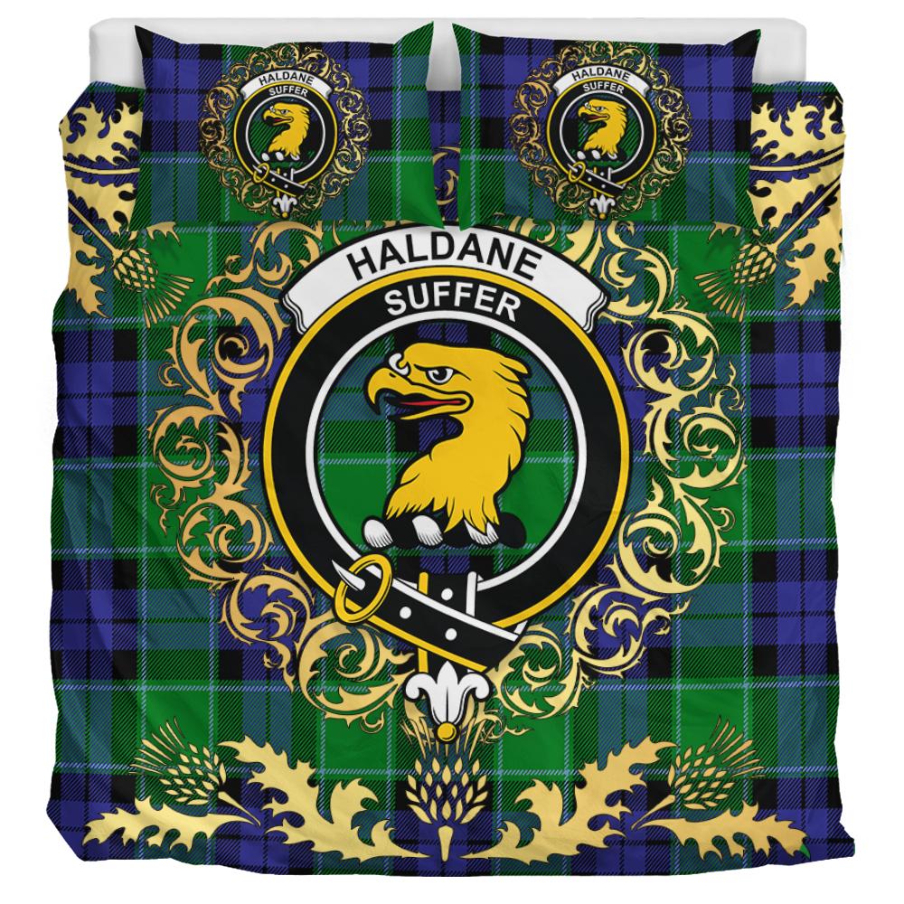 Haldane Tartan Crest Bedding Set - Golden Thistle Style