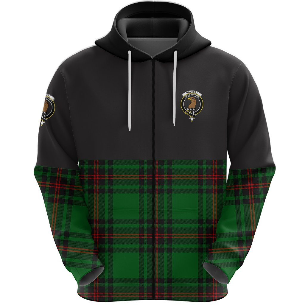 Halkett Clan Half Of Tartan Zipper Hoodie