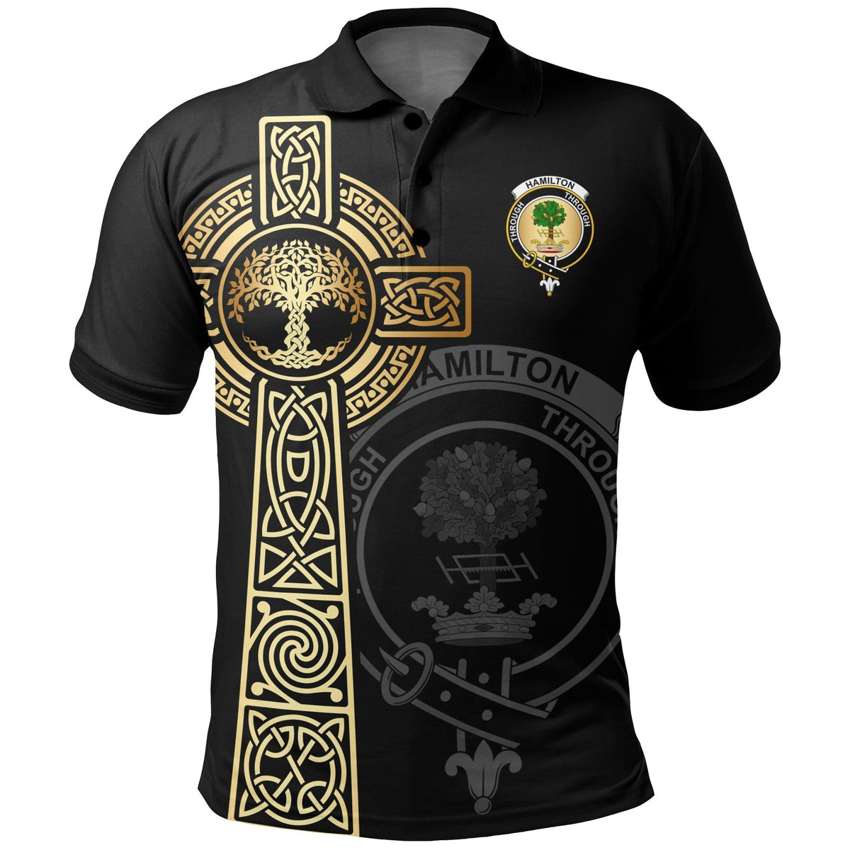 Hamilton Clan Unisex Polo Shirt - Celtic Tree Of Life
