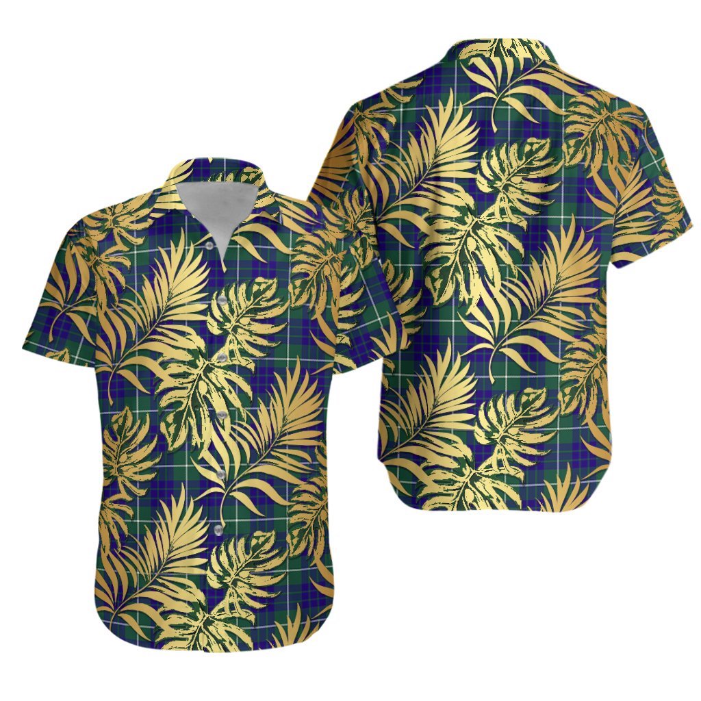 Hamilton Hunting Modern Tartan Vintage Leaves Hawaiian Shirt