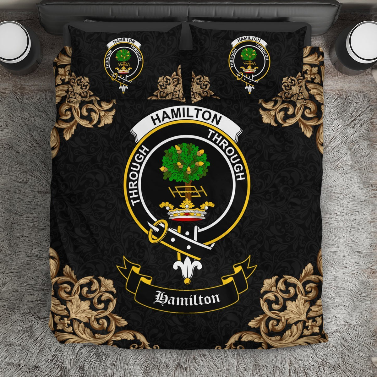 Hamilton Crest Black Bedding Set