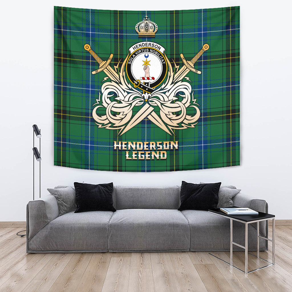 Henderson Ancient Tartan Crest Tapestry - Legend Gold Style