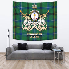 Henderson Ancient Tartan Crest Tapestry - Legend Gold Style