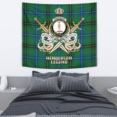 Henderson Ancient Tartan Crest Tapestry - Legend Gold Style