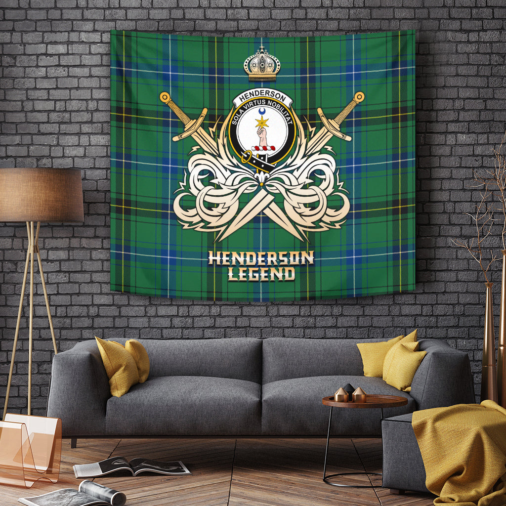 Henderson Ancient Tartan Crest Tapestry - Legend Gold Style