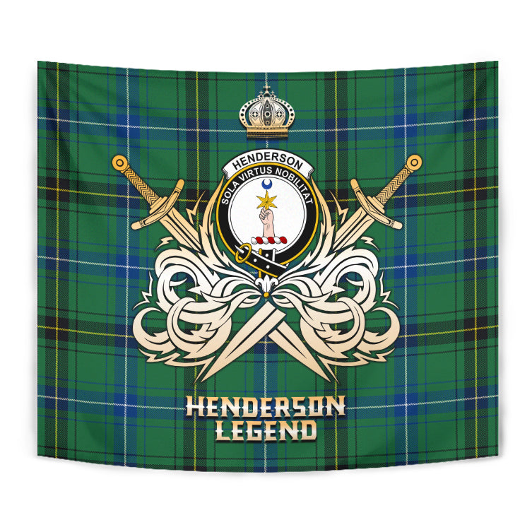 Henderson Ancient Tartan Crest Tapestry - Legend Gold Style