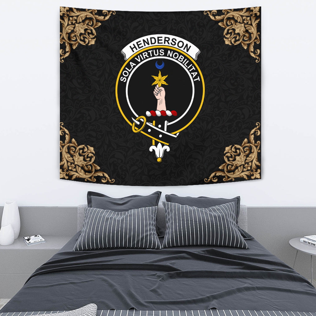 Henderson Tartan Crest Tapestry - Black Style