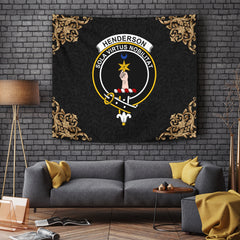 Henderson Tartan Crest Tapestry - Black Style