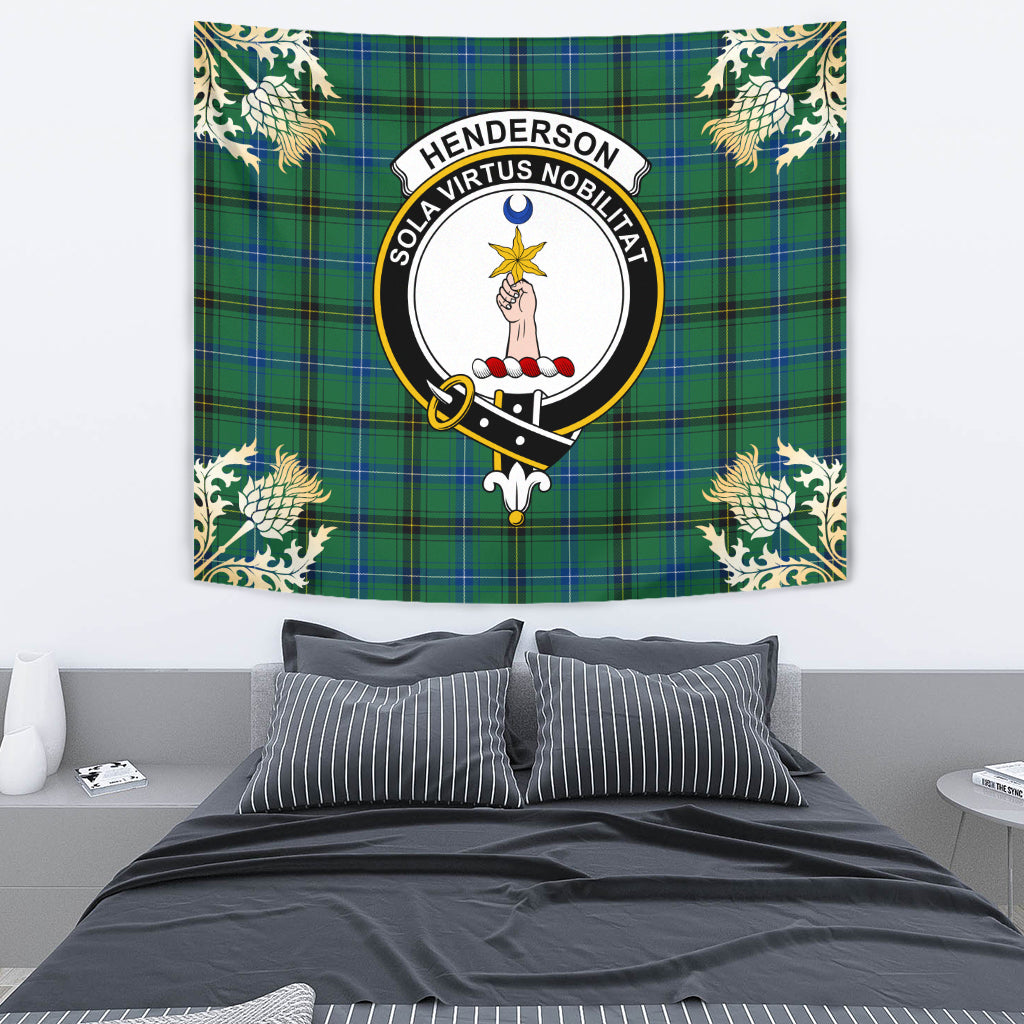 Henderson Ancient Tartan Crest Tapestry - Thistle Style