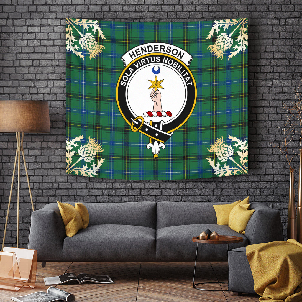 Henderson Ancient Tartan Crest Tapestry - Thistle Style