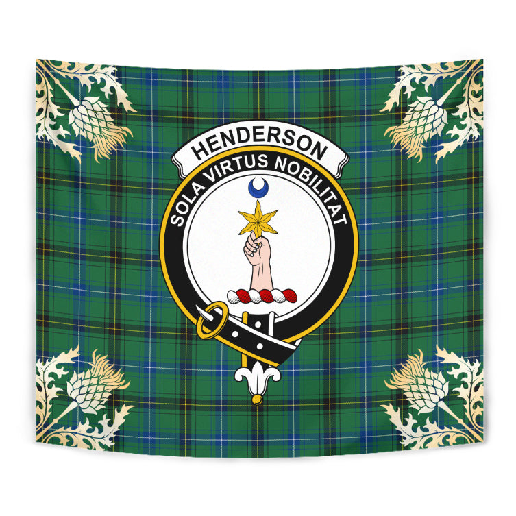 Henderson Ancient Tartan Crest Tapestry - Thistle Style