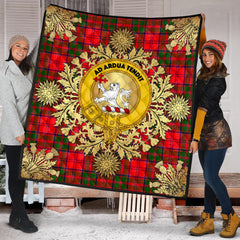 Heron Tartan Crest Premium Quilt - Gold Thistle Style