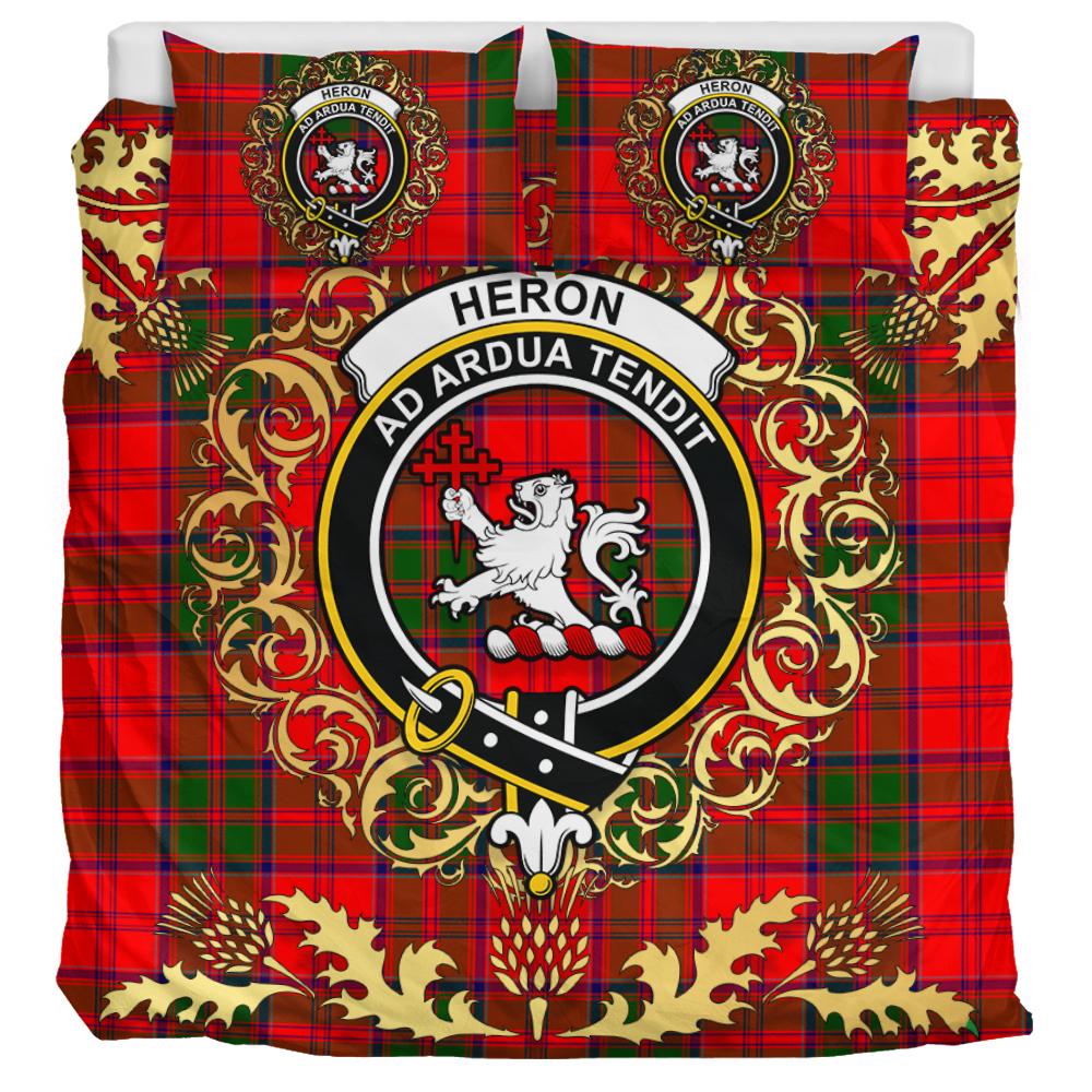 Heron Tartan Crest Bedding Set - Golden Thistle Style