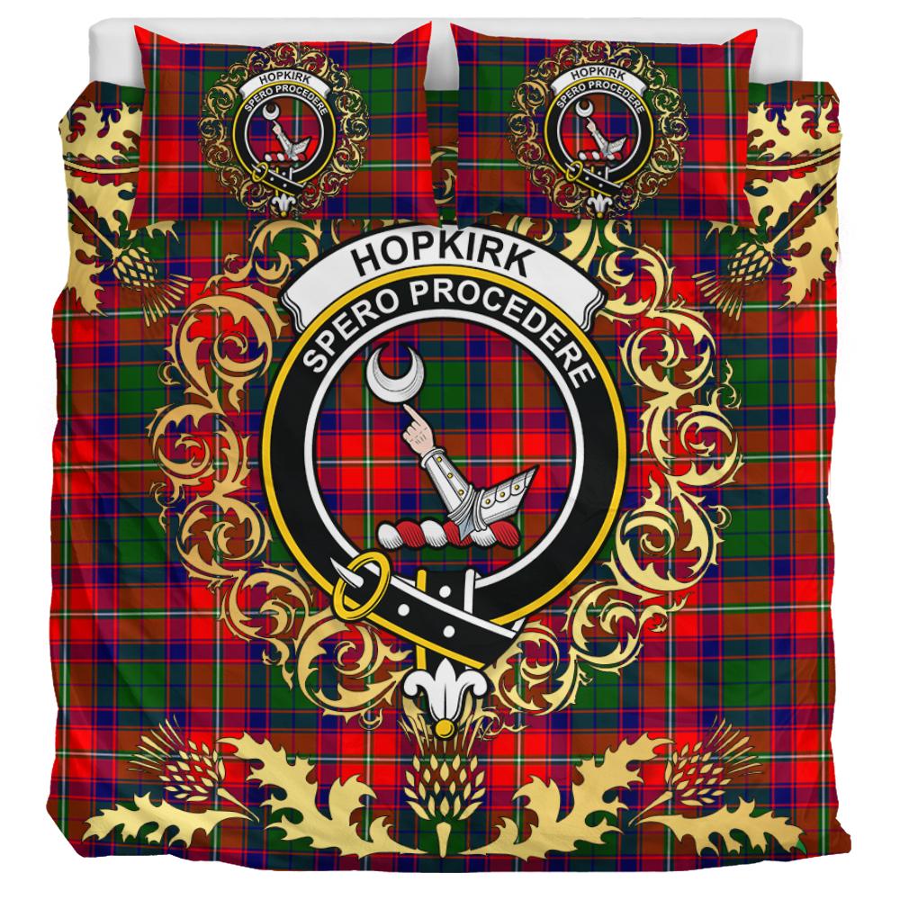 Hopkirk Tartan Crest Bedding Set - Golden Thistle Style