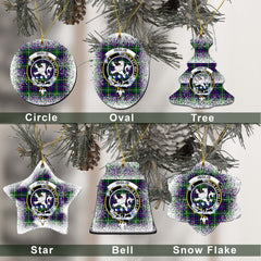 Inglis Tartan Christmas Ceramic Ornament - Snow Style