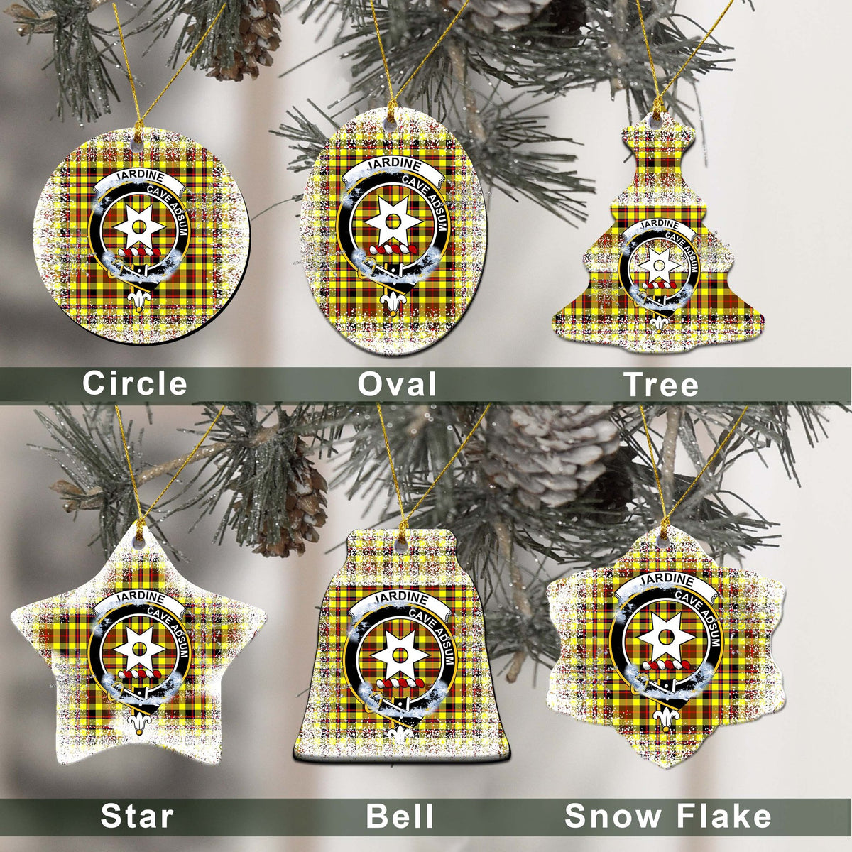 Jardine Tartan Christmas Ceramic Ornament - Snow Style