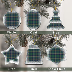 Kennedy Tartan Christmas Ceramic Ornament - Snow Style