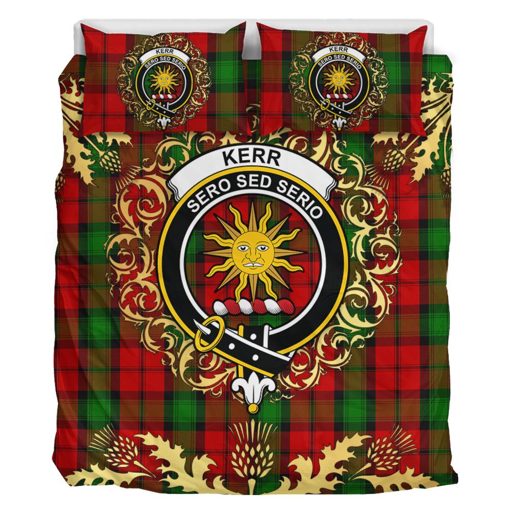 Kerr Tartan Crest Bedding Set - Golden Thistle Style