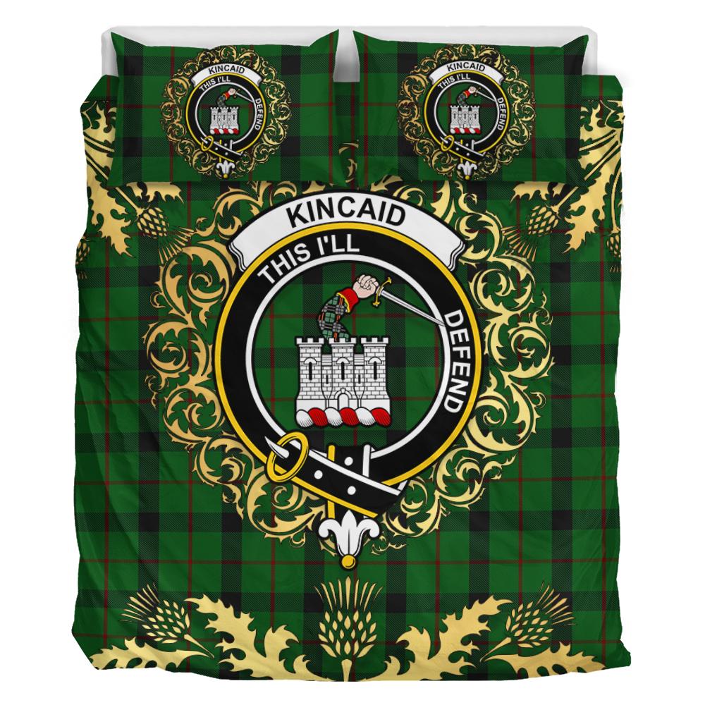 Kincaid Tartan Crest Bedding Set - Golden Thistle Style