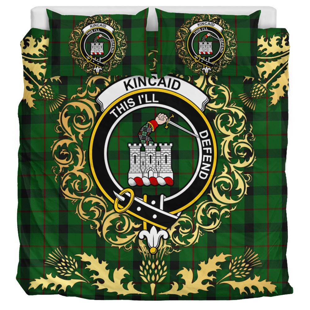 Kincaid Tartan Crest Bedding Set - Golden Thistle Style