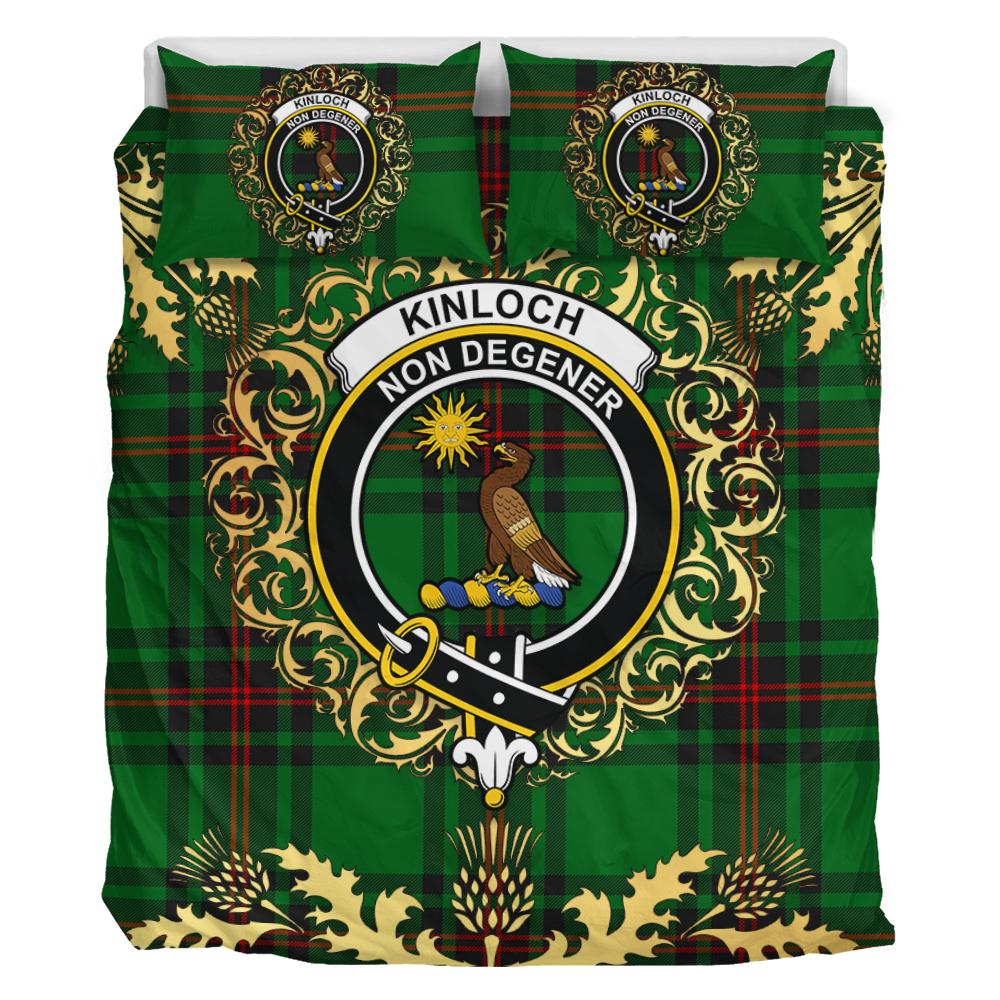 Kinloch Tartan Crest Bedding Set - Golden Thistle Style