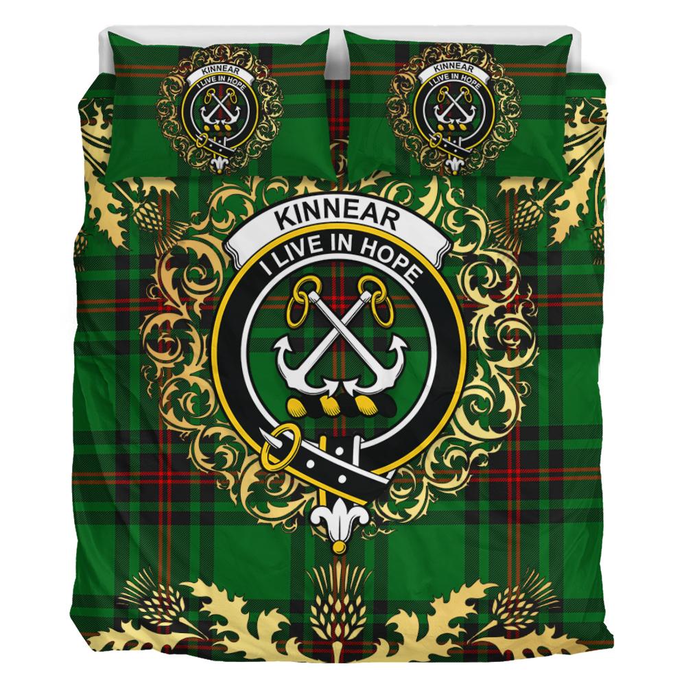 Kinnear Tartan Crest Bedding Set - Golden Thistle Style