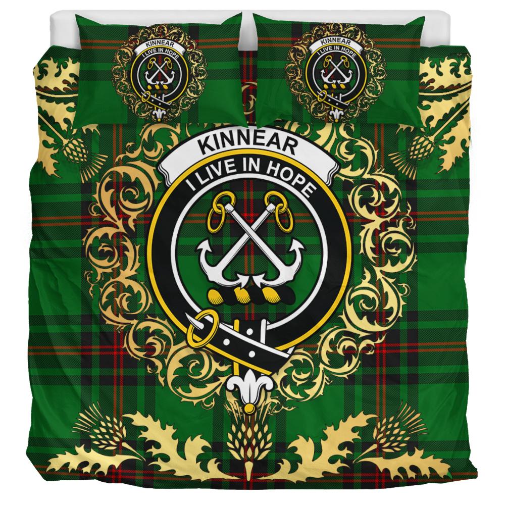 Kinnear Tartan Crest Bedding Set - Golden Thistle Style