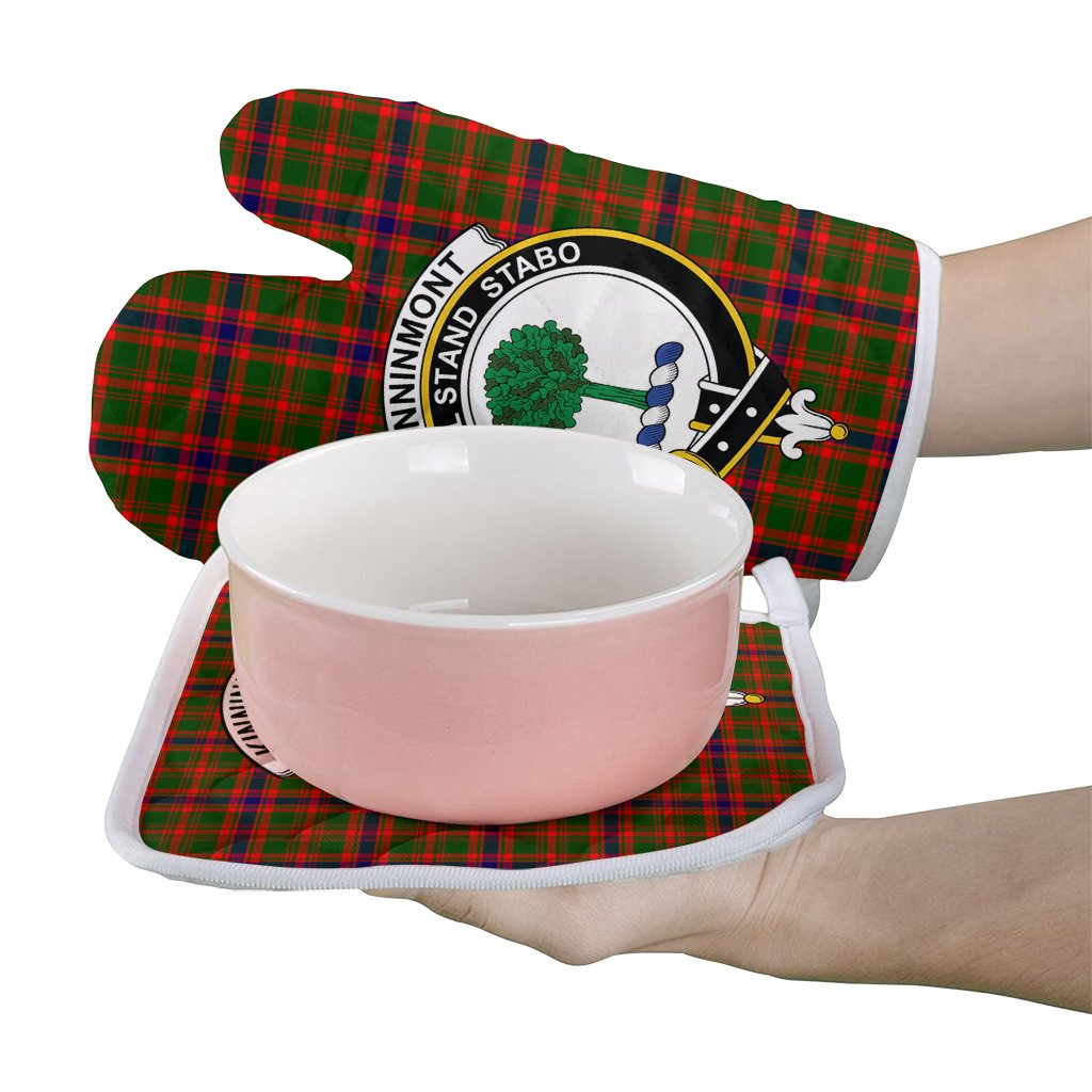 Kinninmont Tartan Crest Oven Mitt And Pot Holder (2 Oven Mitts + 1 Pot Holder)