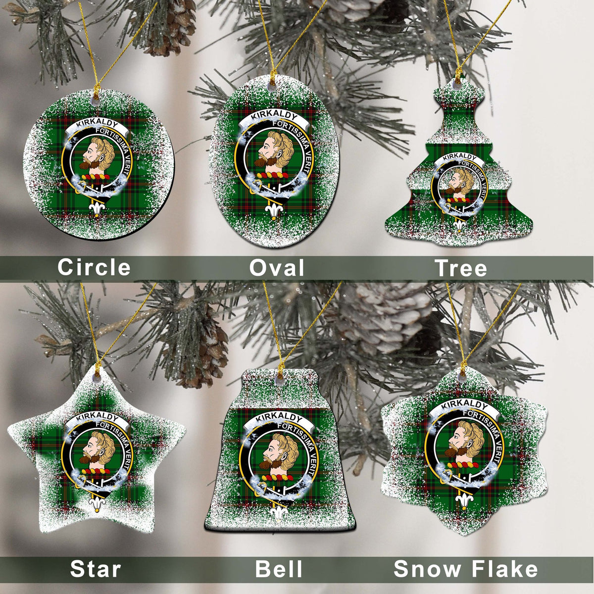 Kirkaldy Tartan Christmas Ceramic Ornament - Snow Style