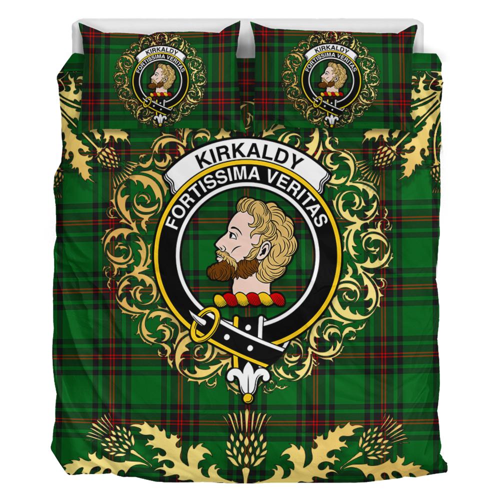 Kirkcaldy Tartan Crest Bedding Set - Golden Thistle Style