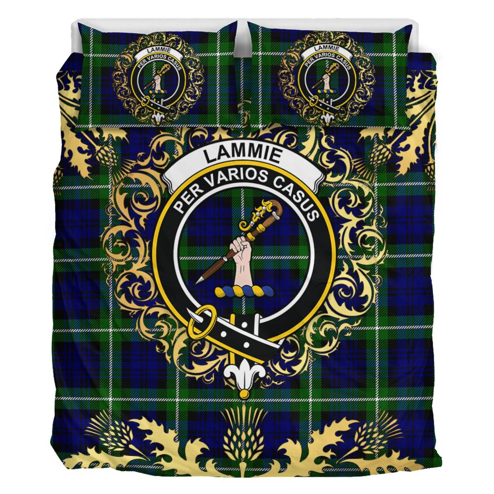 Lammie Tartan Crest Bedding Set - Golden Thistle Style