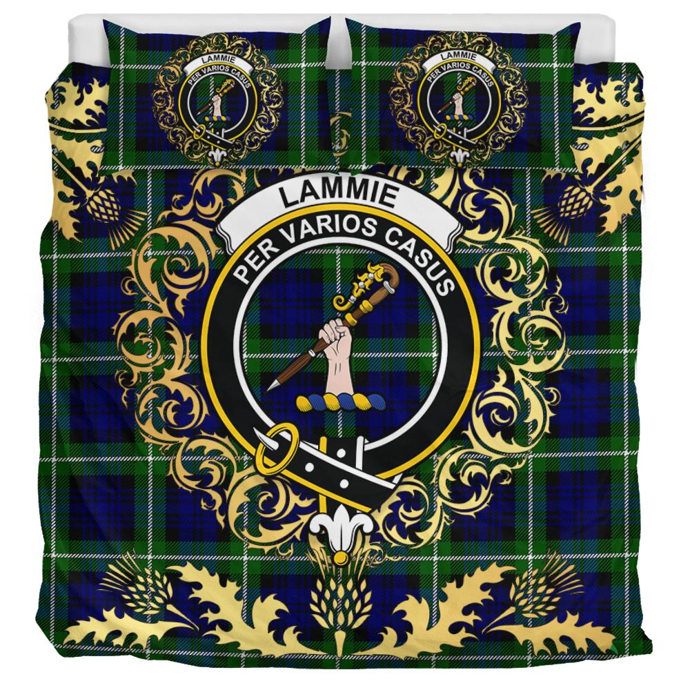 Lammie Tartan Crest Bedding Set - Golden Thistle Style