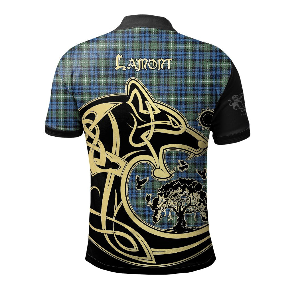 Lamont Ancient Tartan Polo Shirt Viking Wolf