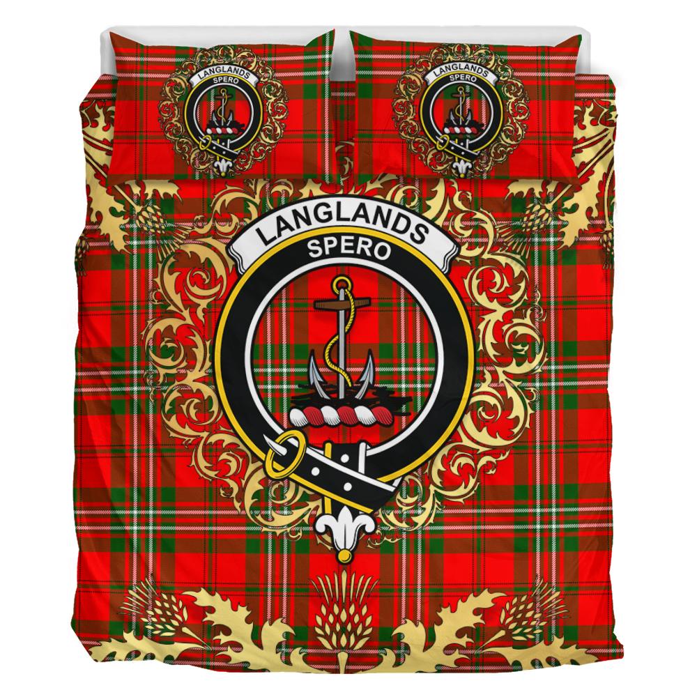 Langlands Tartan Crest Bedding Set - Golden Thistle Style