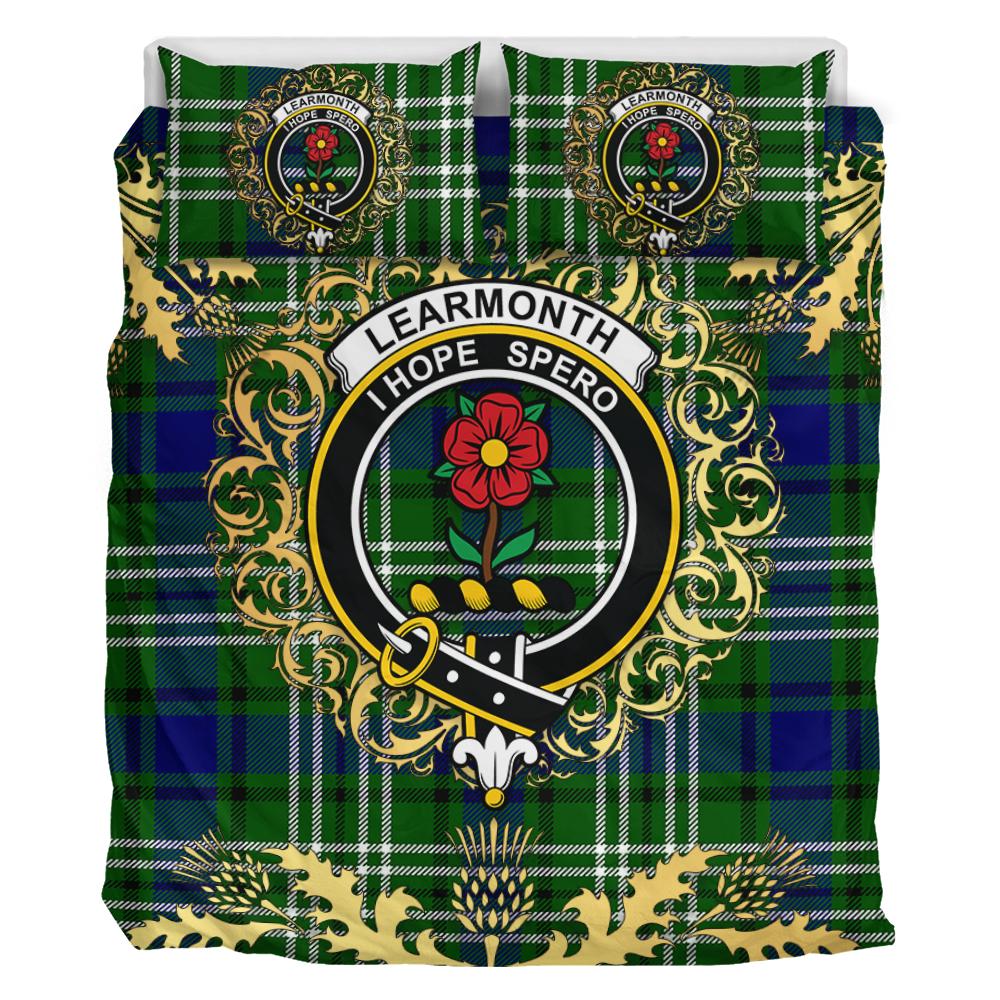 Learmonth Tartan Crest Bedding Set - Golden Thistle Style