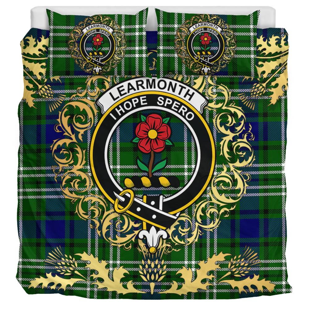 Learmonth Tartan Crest Bedding Set - Golden Thistle Style