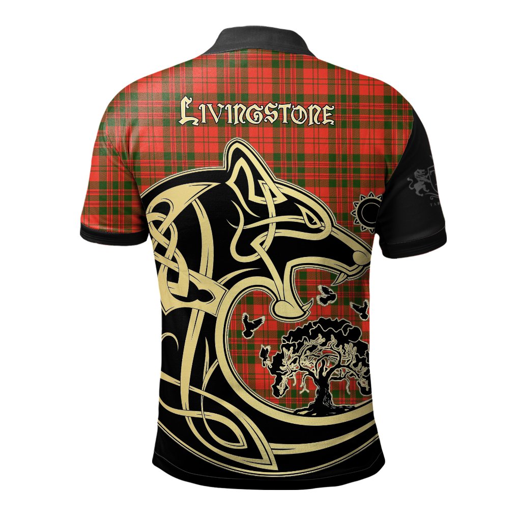 Livingstone Modern Tartan Polo Shirt Viking Wolf