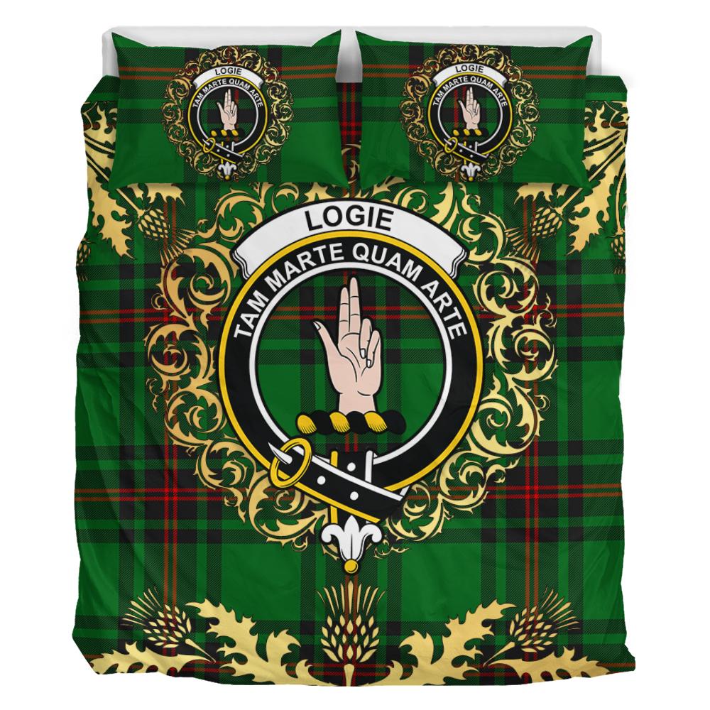 Logie Tartan Crest Bedding Set - Golden Thistle Style