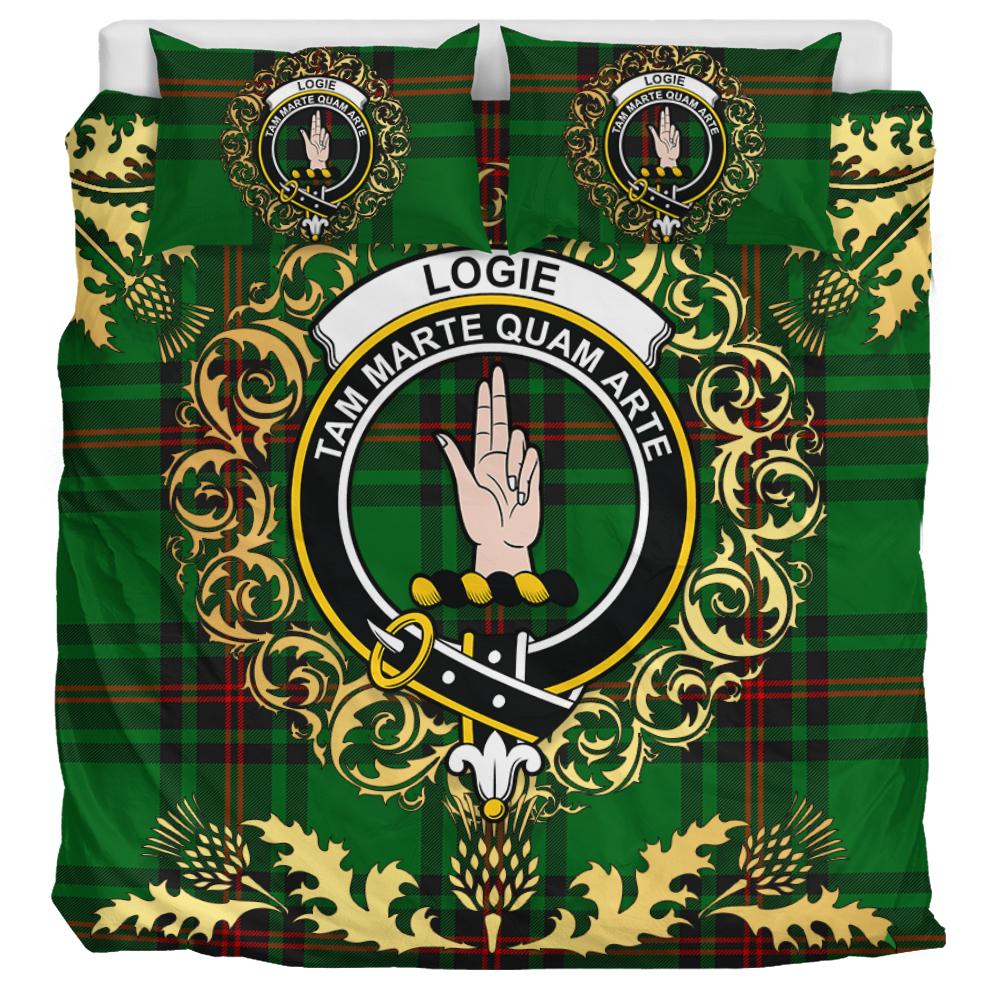 Logie Tartan Crest Bedding Set - Golden Thistle Style