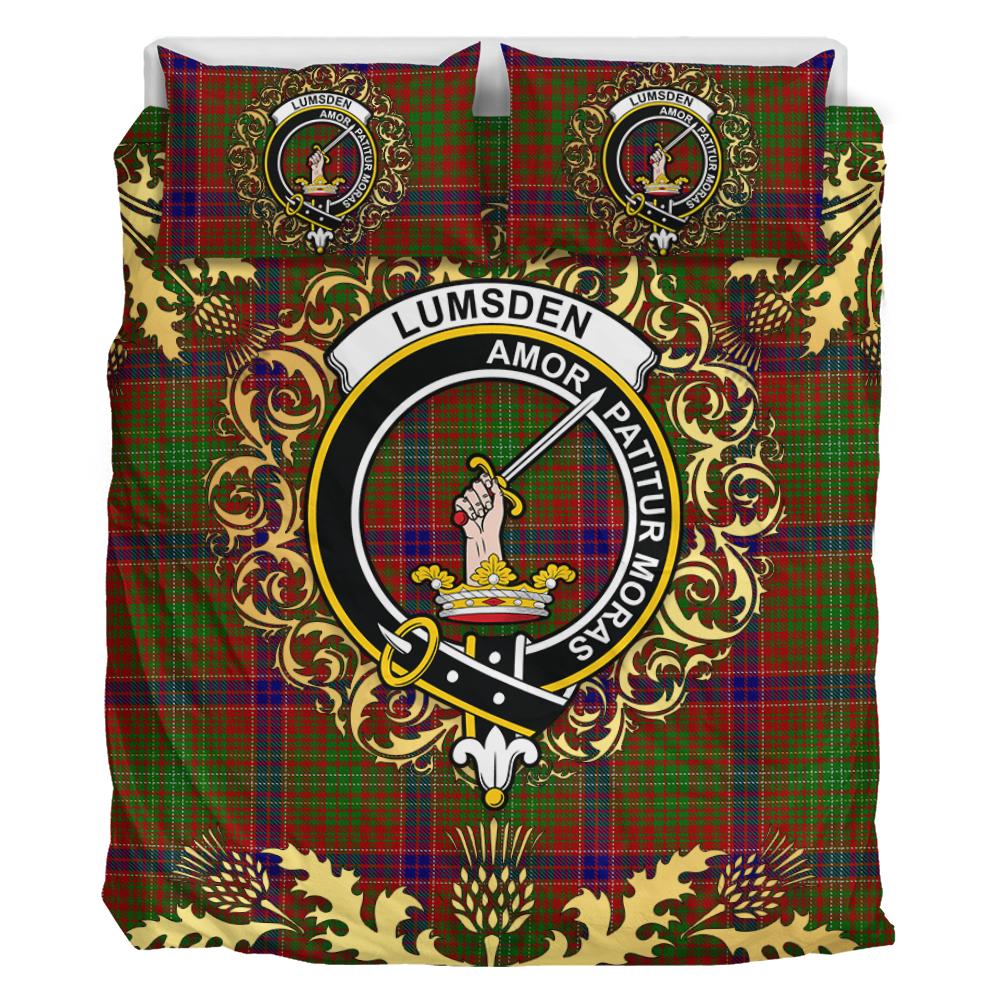 Lumsden Tartan Crest Bedding Set - Golden Thistle Style