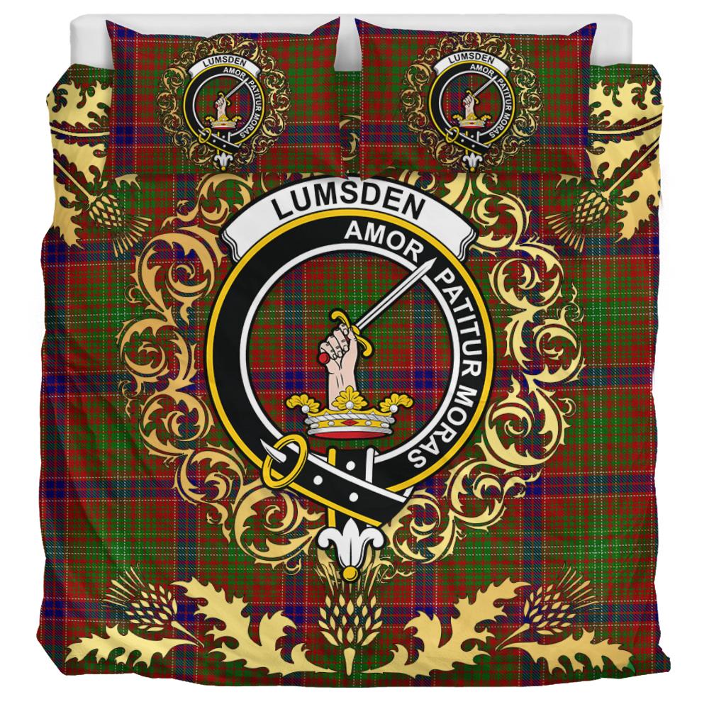 Lumsden Tartan Crest Bedding Set - Golden Thistle Style