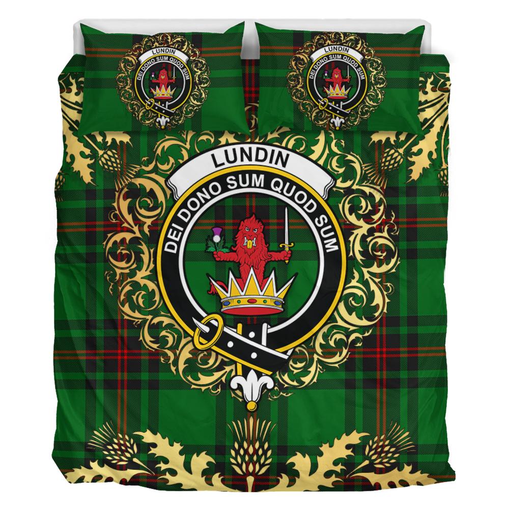 Lundin Tartan Crest Bedding Set - Golden Thistle Style